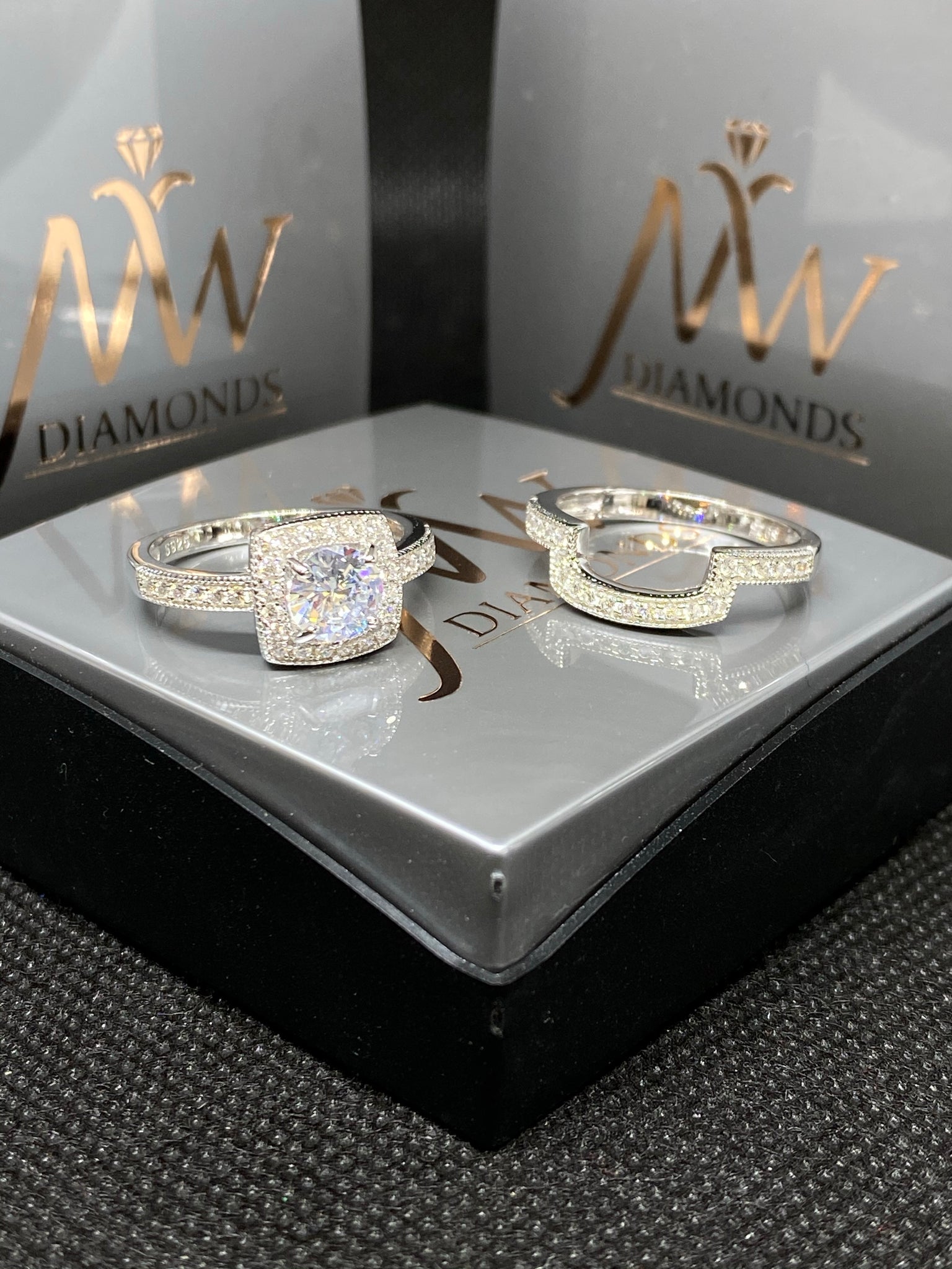 Dengmore 2pcs Crystal Princess Ring, Woman Big Zircon Stone Ring Silver  Bridal Engagement Ring - Walmart.com